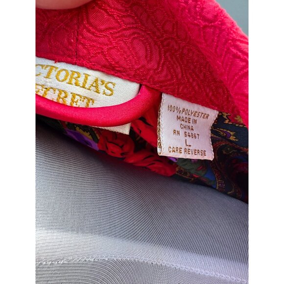 Vintage Victorias Secret Kimono Paisley Robe With Bright Red Accents Long Sleeve - Picture 9 of 9